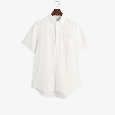  GANT Erkek Beyaz Regular Fit Düğmeli Yaka Keten Gömlek