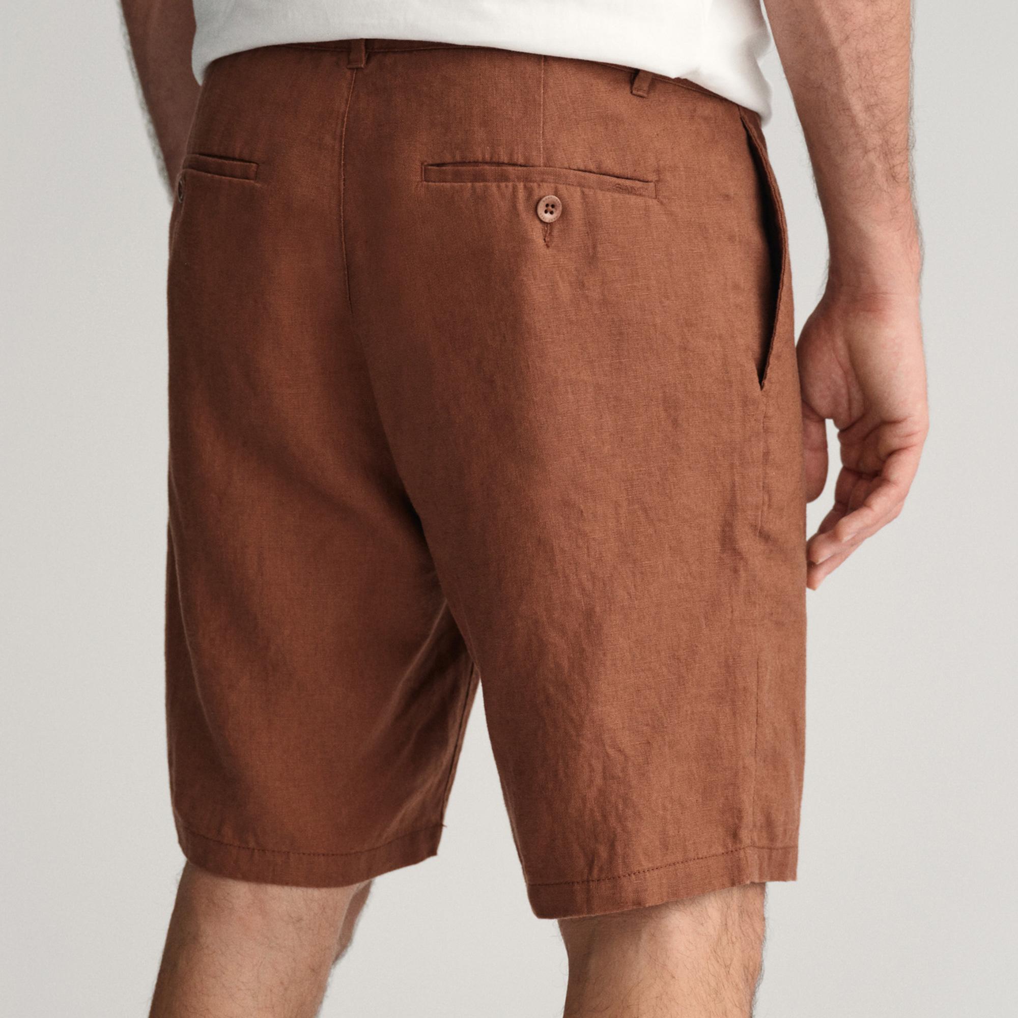 GANT Erkek Kahverengi Relaxed Fit Keten Şort