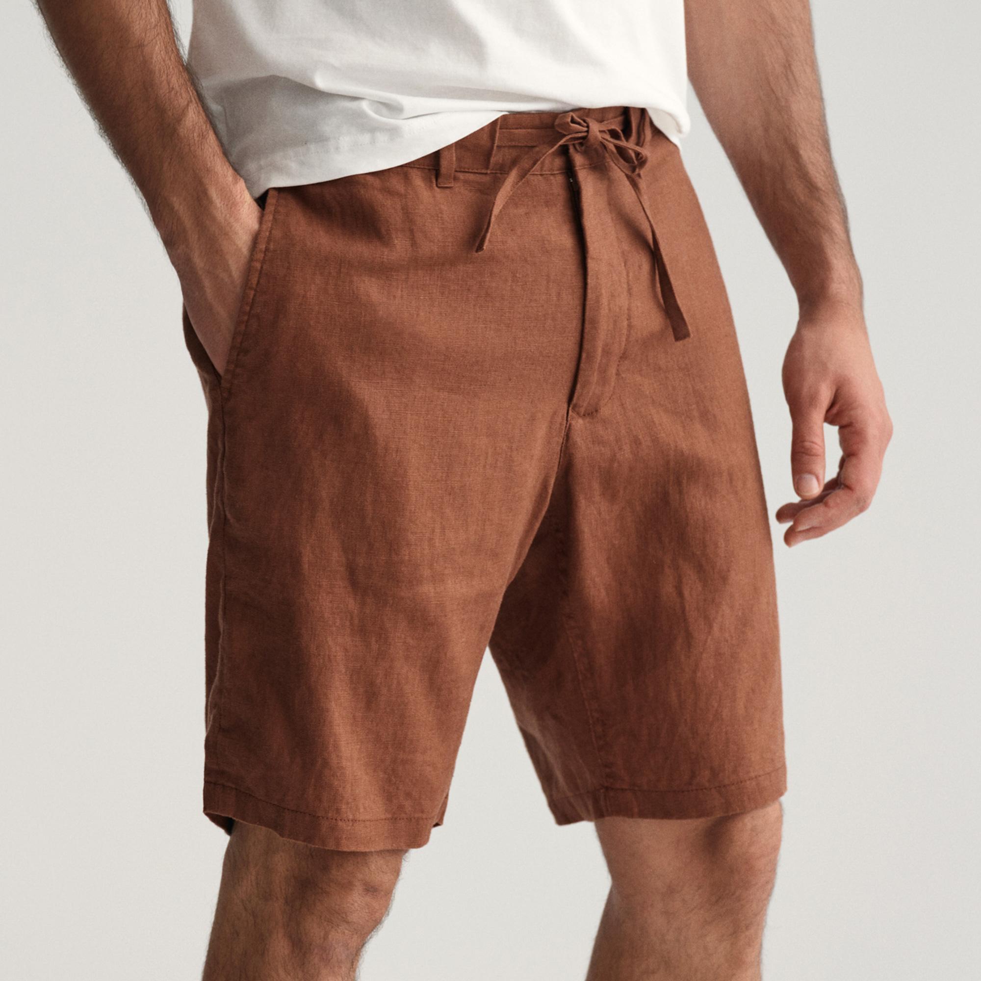 GANT Erkek Kahverengi Relaxed Fit Keten Şort