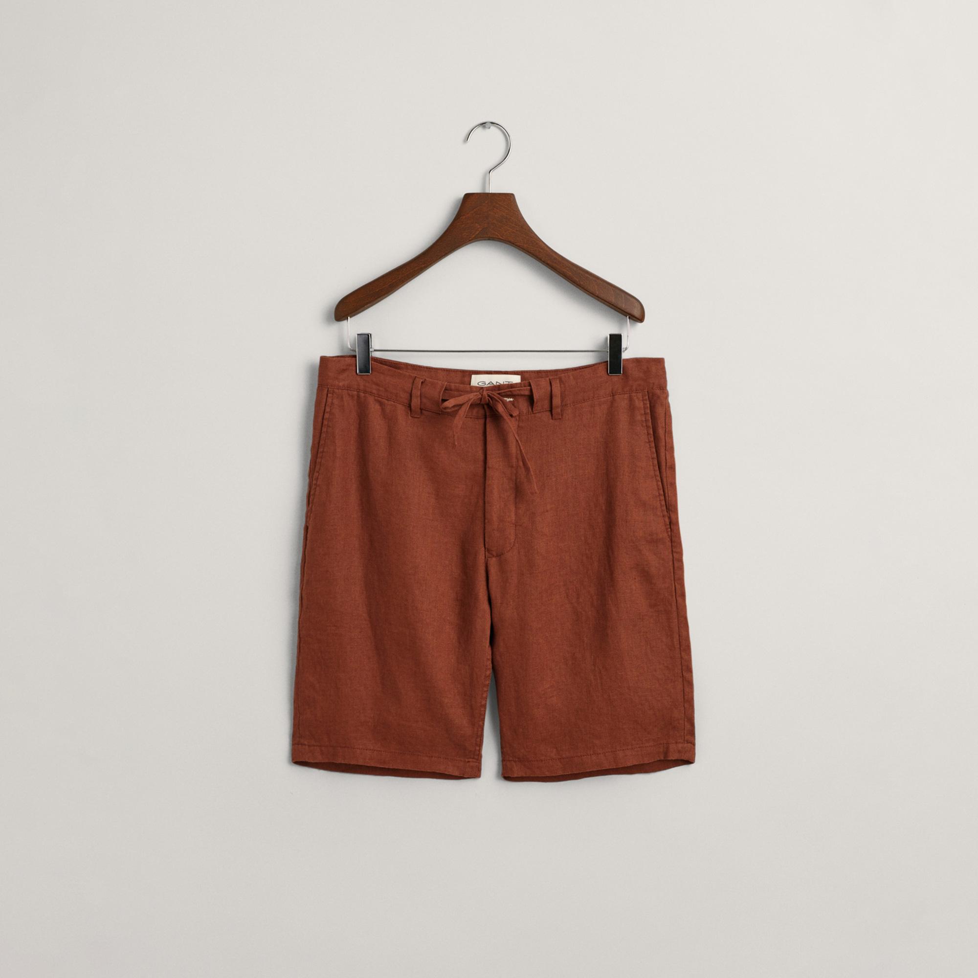 GANT Erkek Kahverengi Relaxed Fit Keten Şort