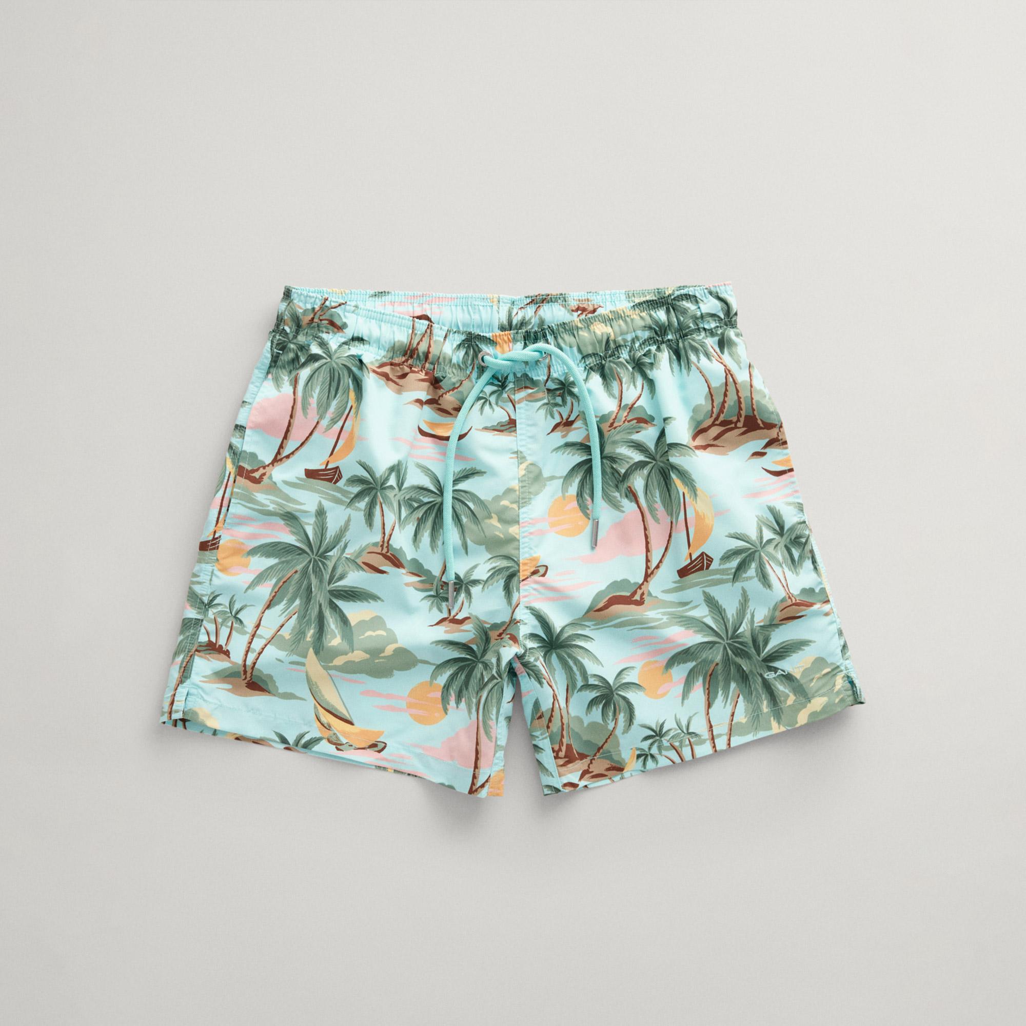 GANT Erkek Yeşil Regular Fit Desenli Mayo Şort