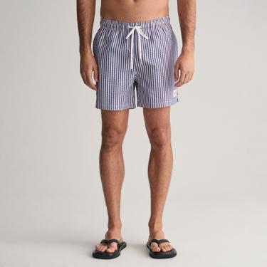  GANT Erkek Mavi Regular Fit Çizgili Mayo Şort
