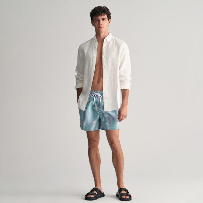  GANT Erkek Yeşil Regular Fit Çizgili Mayo Şort