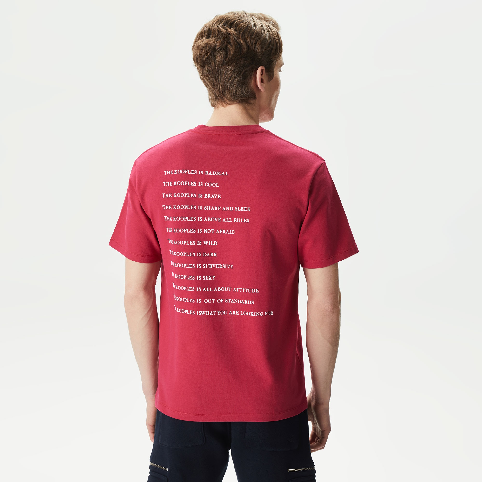 ERKEK BASKILI BİSİKLET YAKA KIRMIZI  T-SHIRT