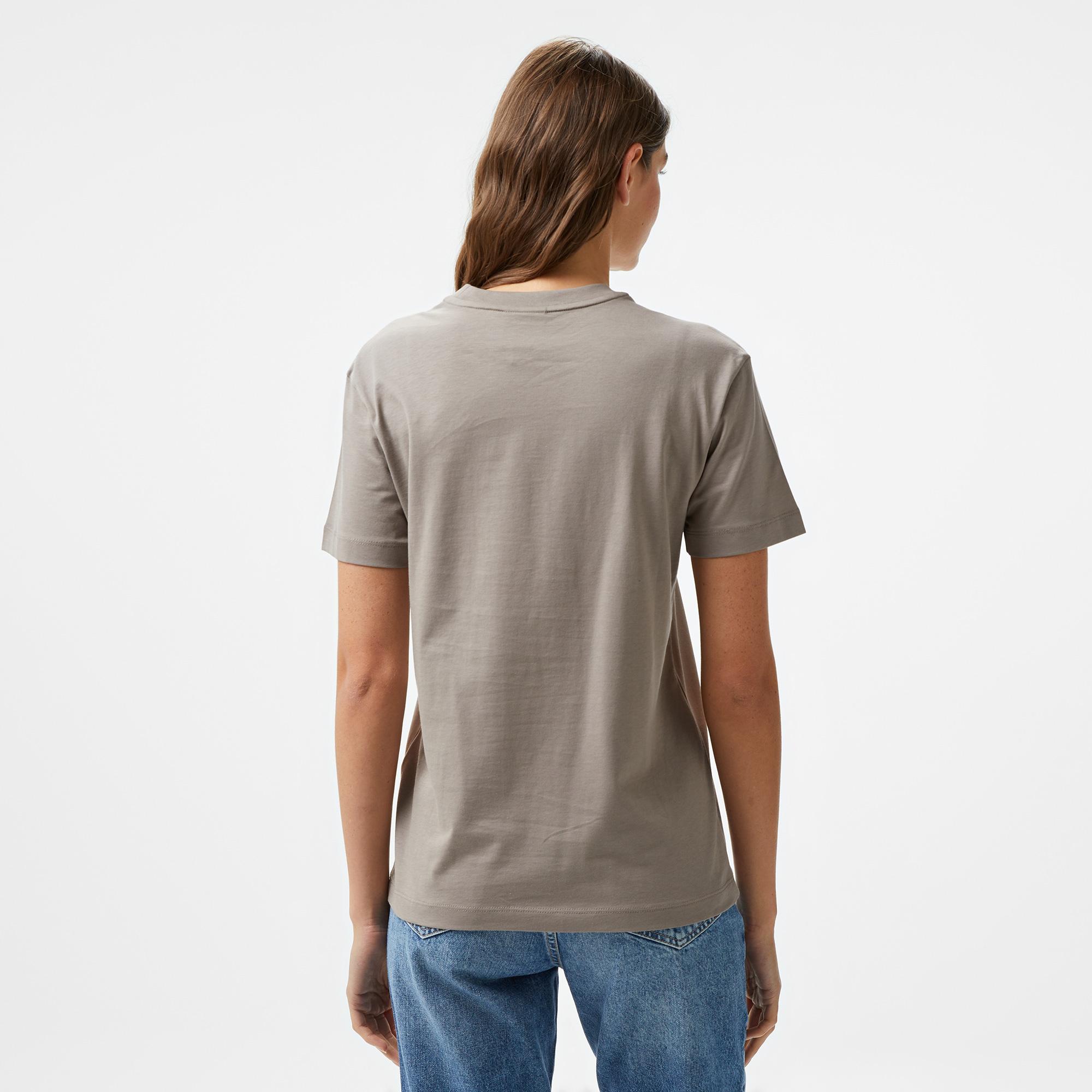 Calvin Klein Nano Logo Regular Kadın Gri T-Shirt