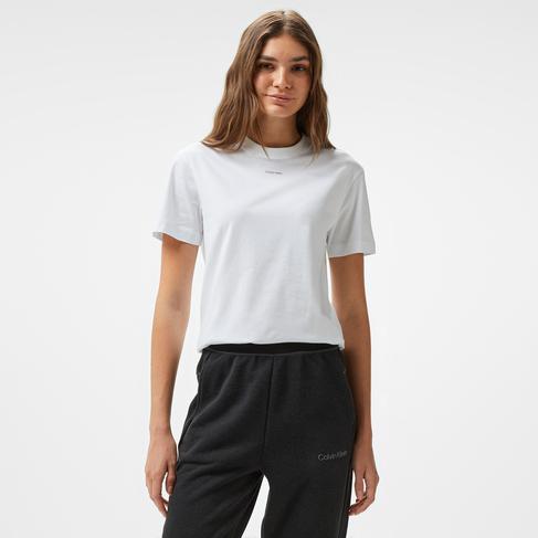  Calvin Klein Nano Logo Regular Kadın Beyaz T-Shirt
