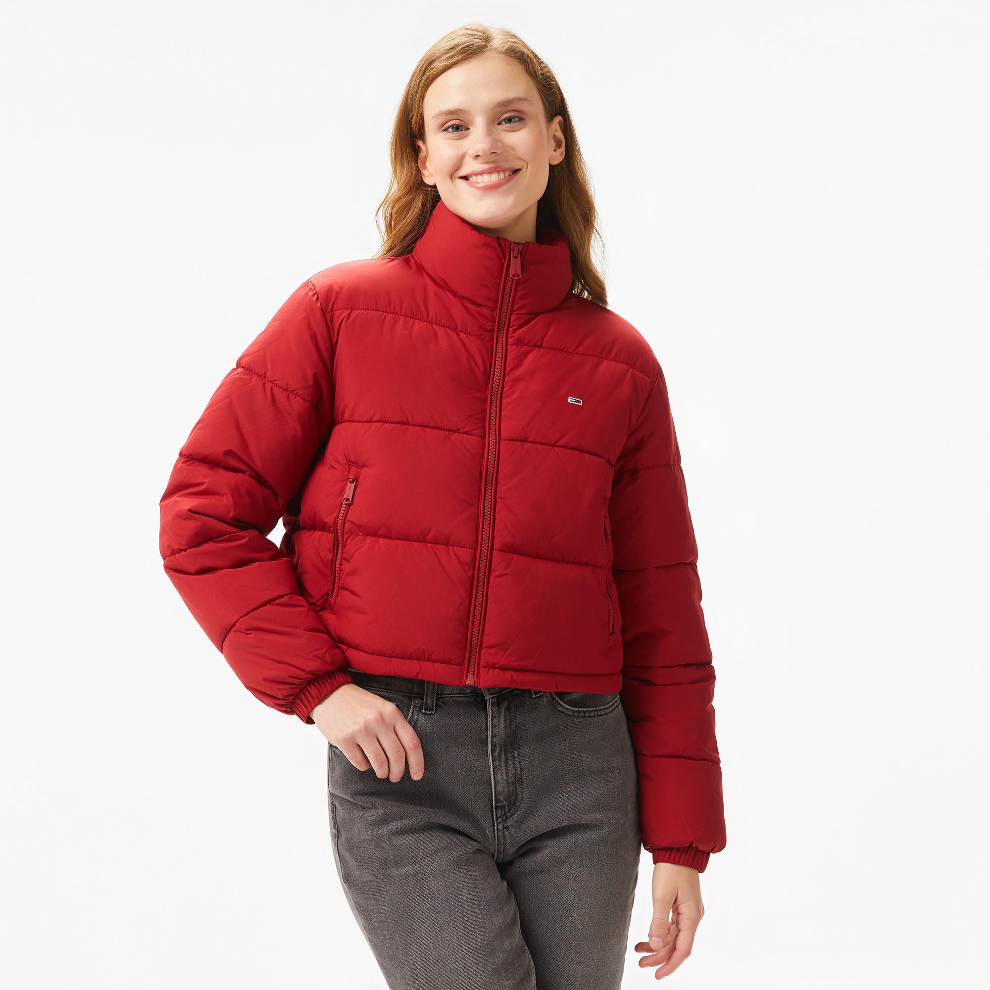 Tommy Hilfiger Jeans Essential Puffer Kadın Kırmızı Ceket