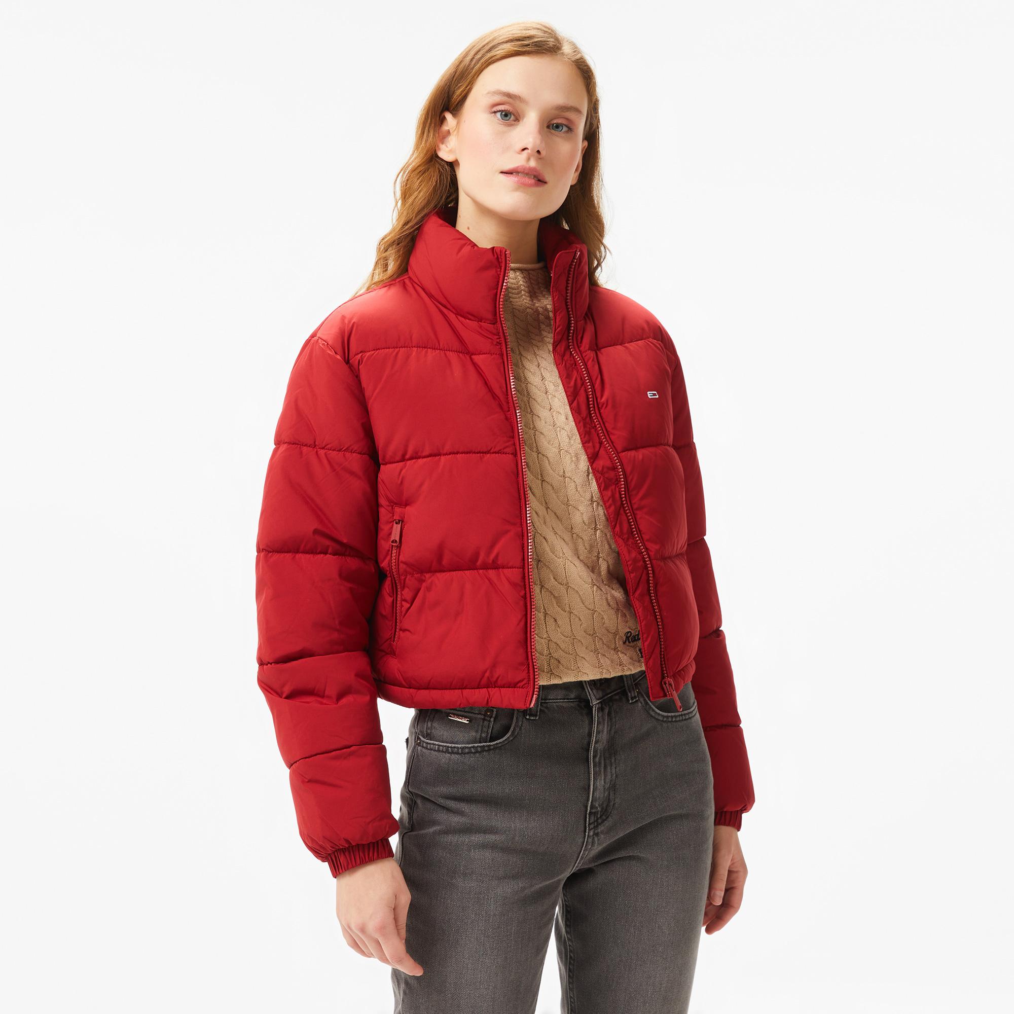 Tommy Hilfiger Jeans Essential Puffer Kadın Kırmızı Ceket