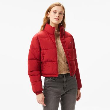  Tommy Hilfiger Jeans Essential Puffer Kadın Kırmızı Ceket