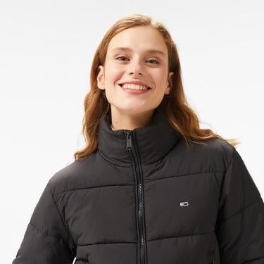  Tommy Hilfiger Jeans Essential Puffer Kadın Siyah Mont