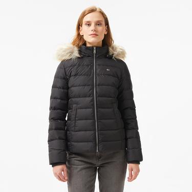 Tommy Hilfiger Jeans Basic Hooded Down Kadın Siyah Mont
