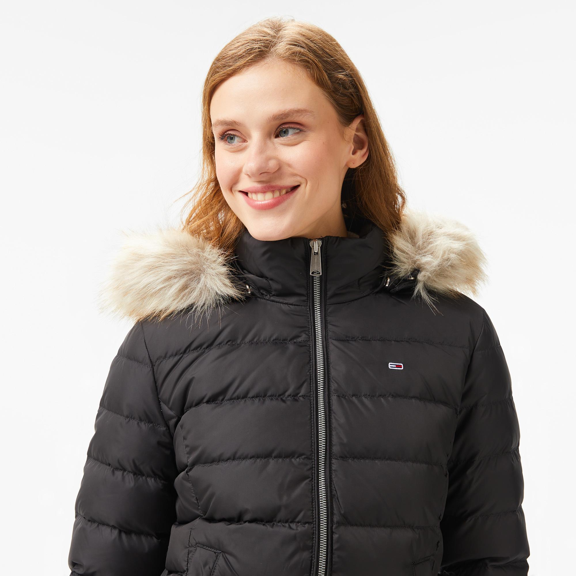 Tommy Hilfiger Jeans Basic Hooded Down Kadın Siyah Mont