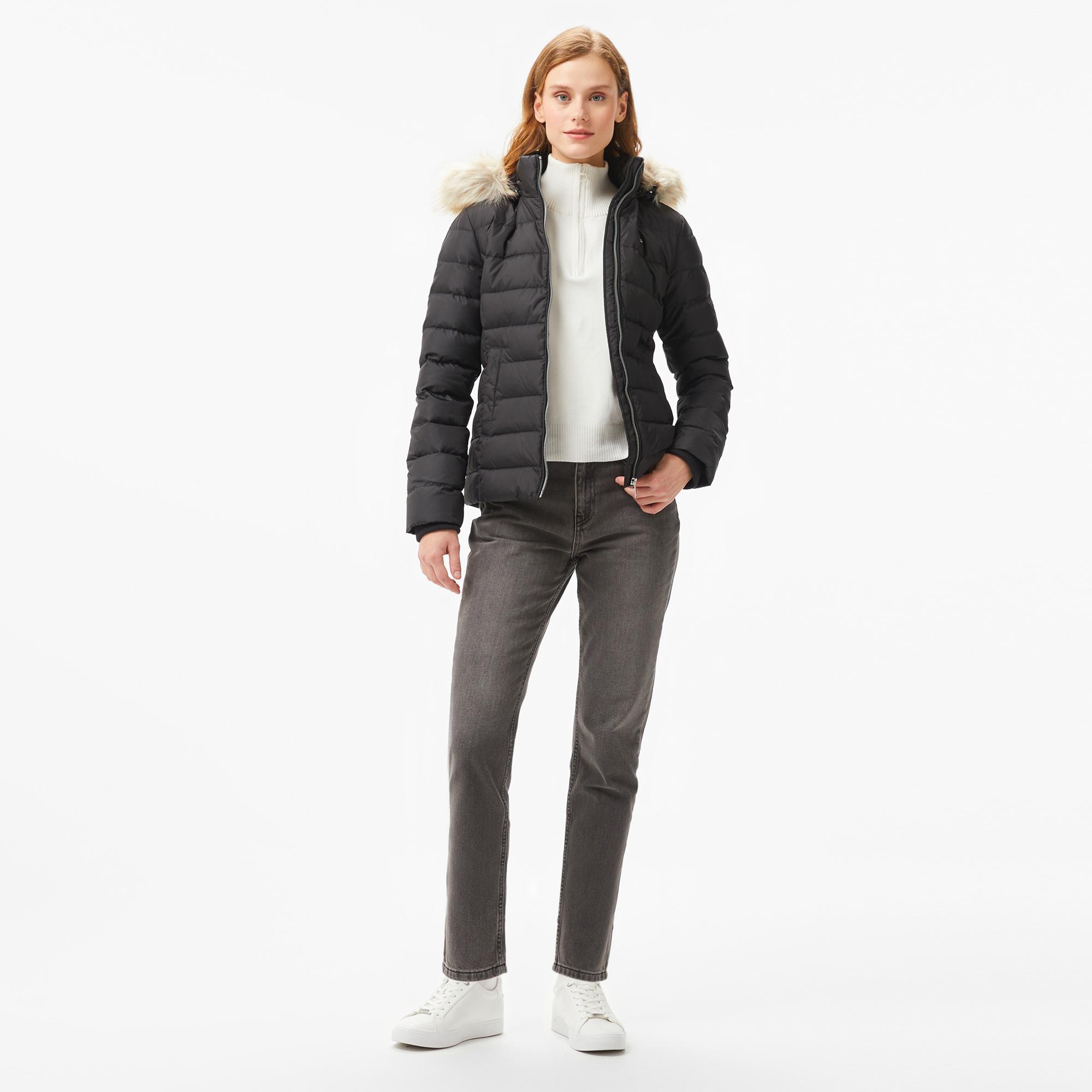 Tommy Hilfiger Jeans Basic Hooded Down Kadın Siyah Mont