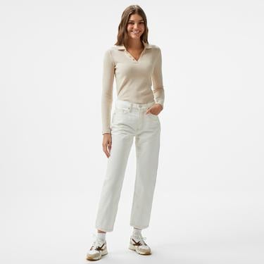  Nautica Kadın Kırık Beyaz Uzun Kollu Polo