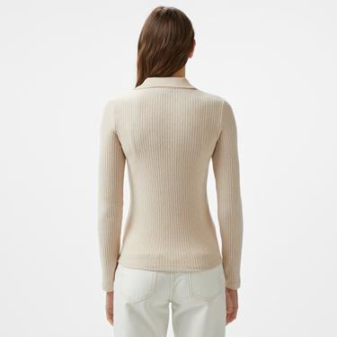  Nautica Kadın Kırık Beyaz Uzun Kollu Polo