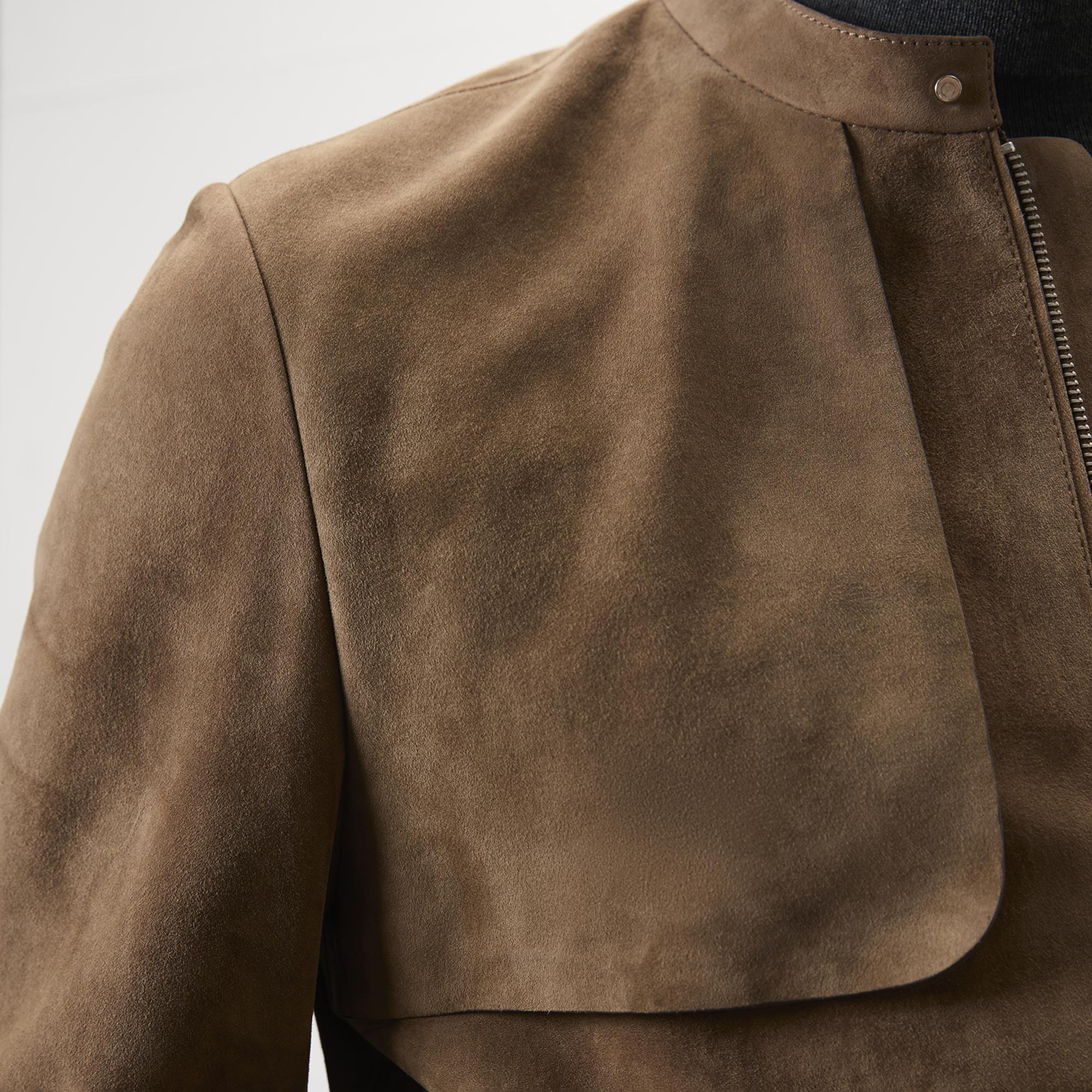 Ambrosi Kahve Erkek Bomber Süet Deri Ceket