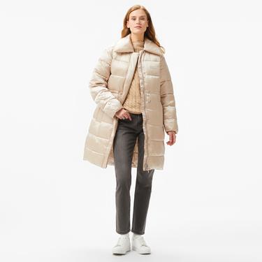 Calvin Klein Padded Satın Drawstring Kadın Bej Mont