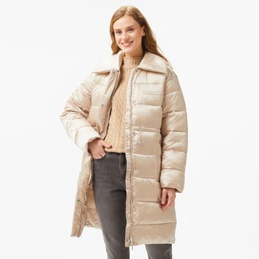  Calvin Klein Padded Satın Drawstring Kadın Bej Mont