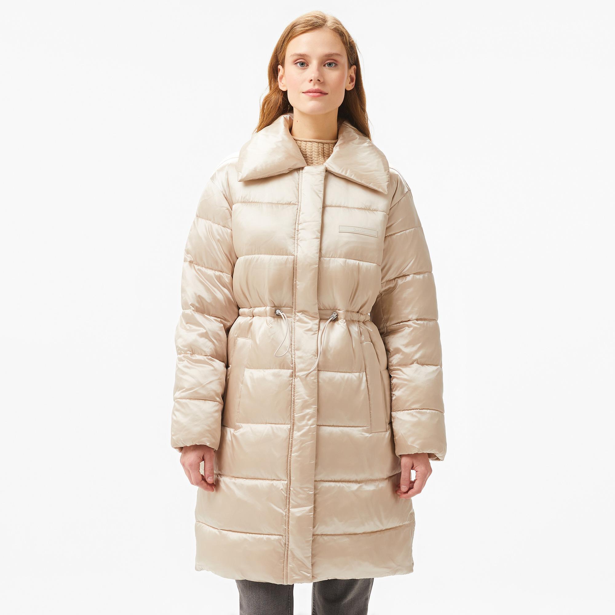 Calvin Klein Padded Satın Drawstring Kadın Bej Mont