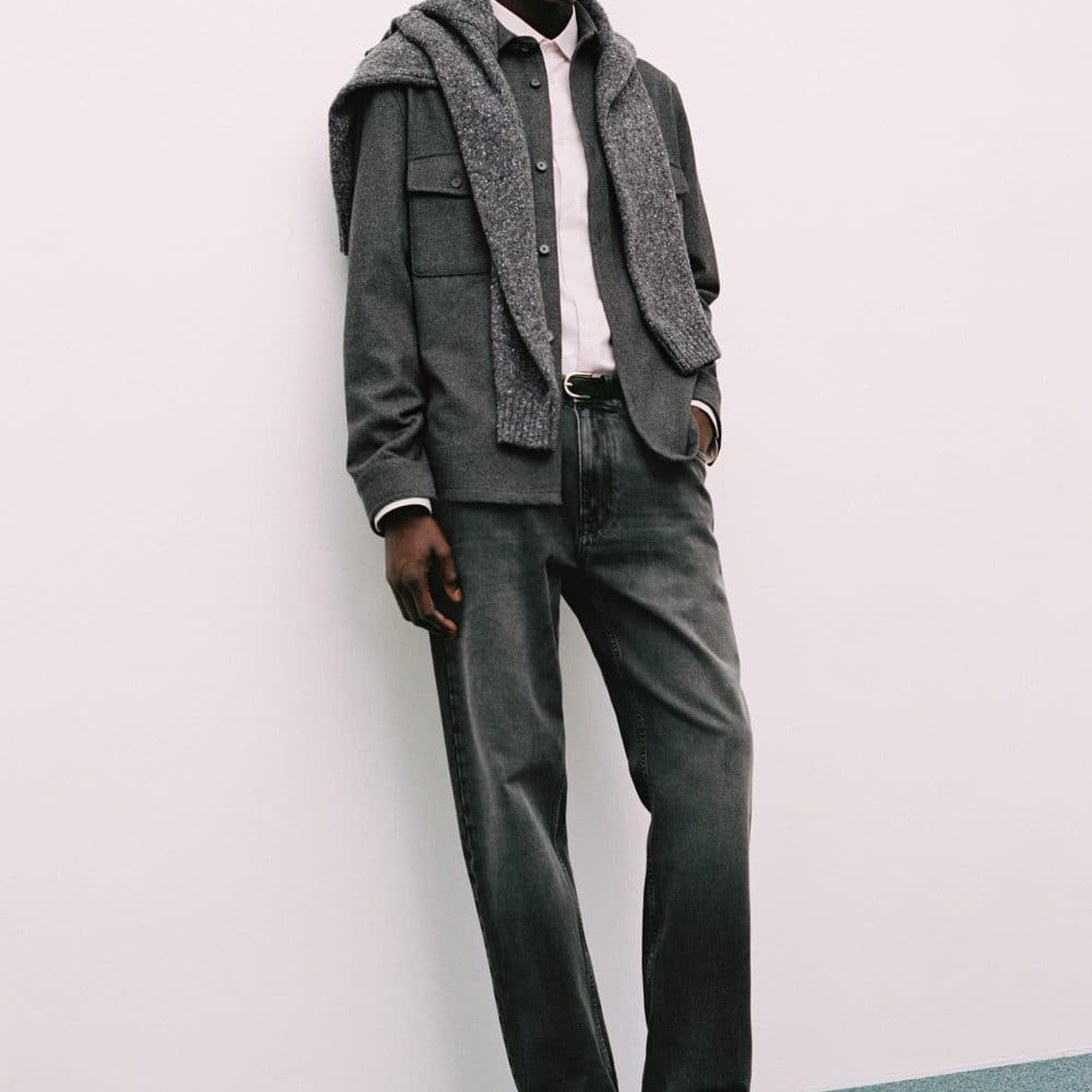 Mango Erkek Koyu Gri Düz Kesim Jean Gri