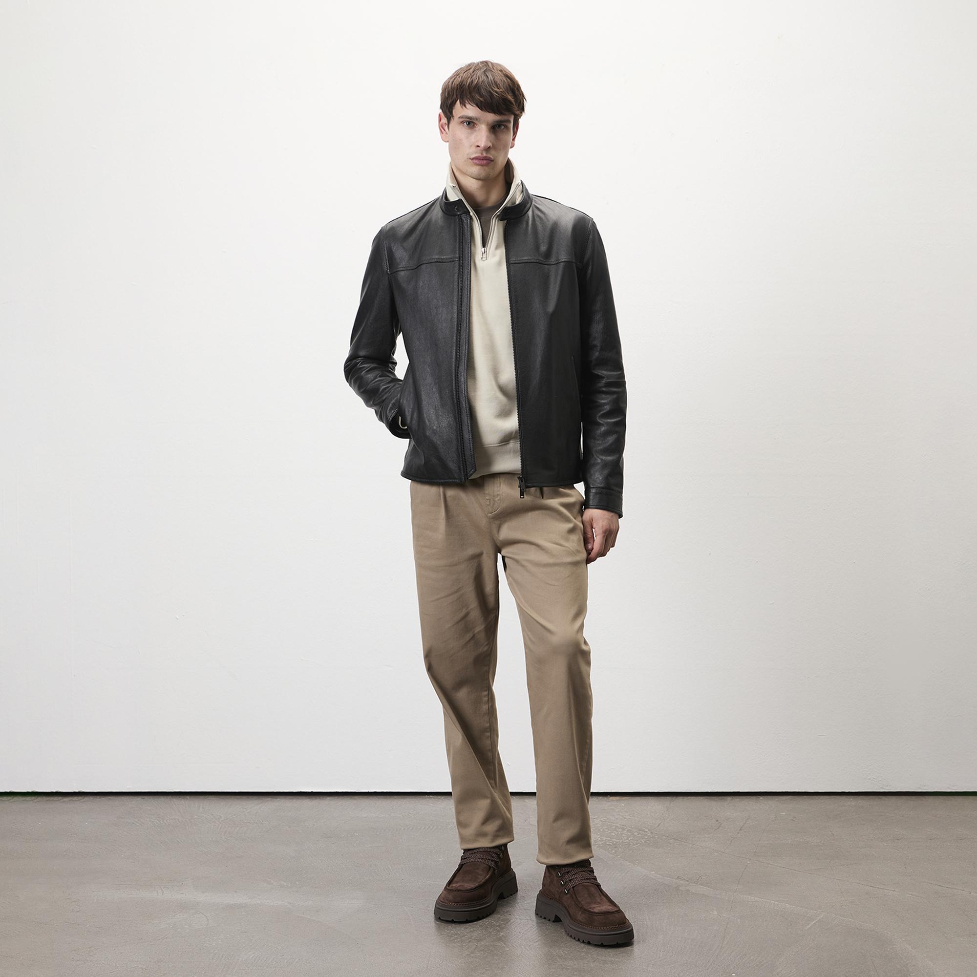 Dyami Siyah Erkek Deri Mont