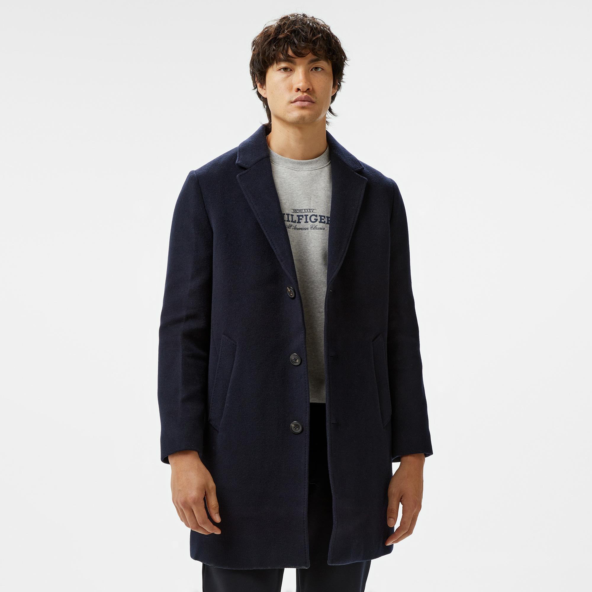 Tommy Hilfiger Dc Wool Mix Erkek Lacivert Kaban