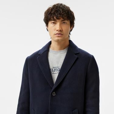  Tommy Hilfiger Dc Wool Mix Erkek Lacivert Kaban