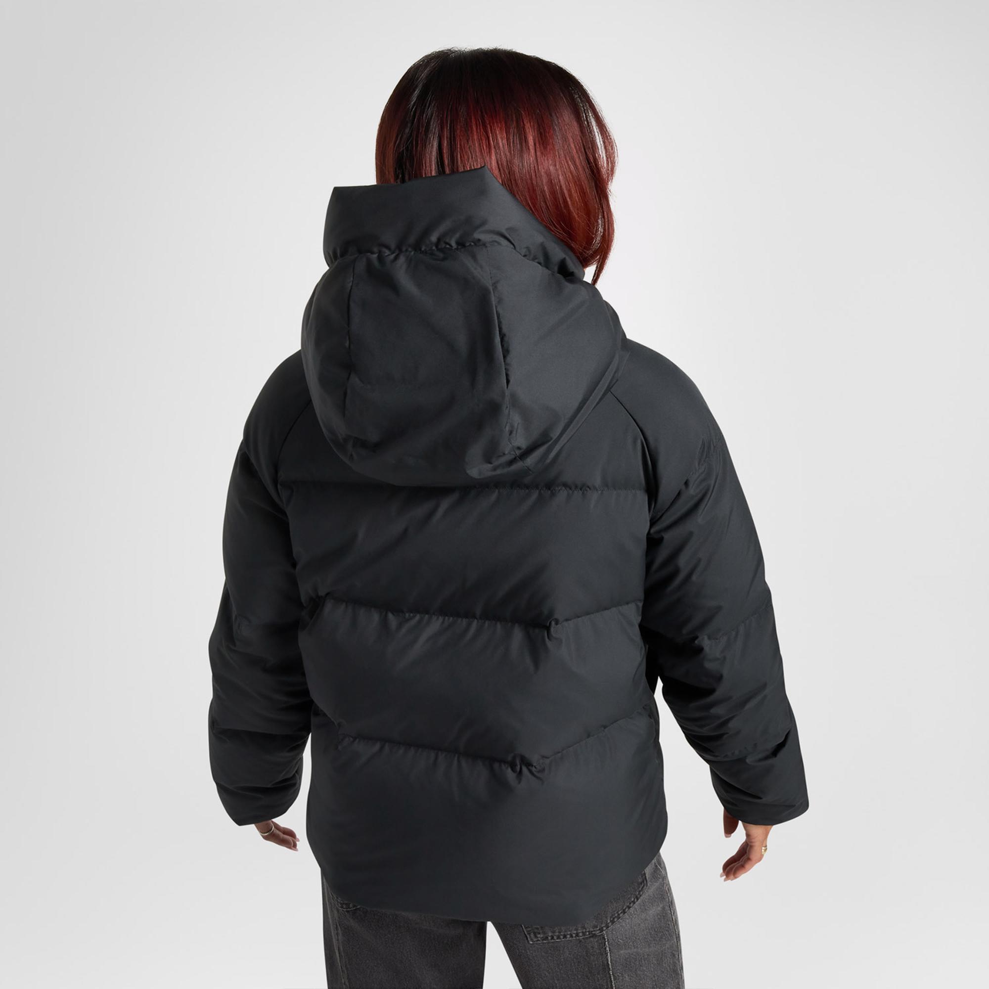 Converse Kadın Kapüşonlu Siyah Şişme Mont