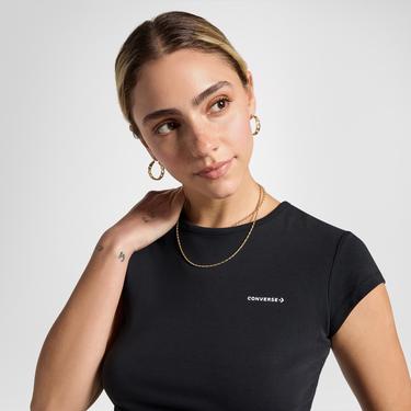  Converse Wordmark Kadın Siyah T-Shirt