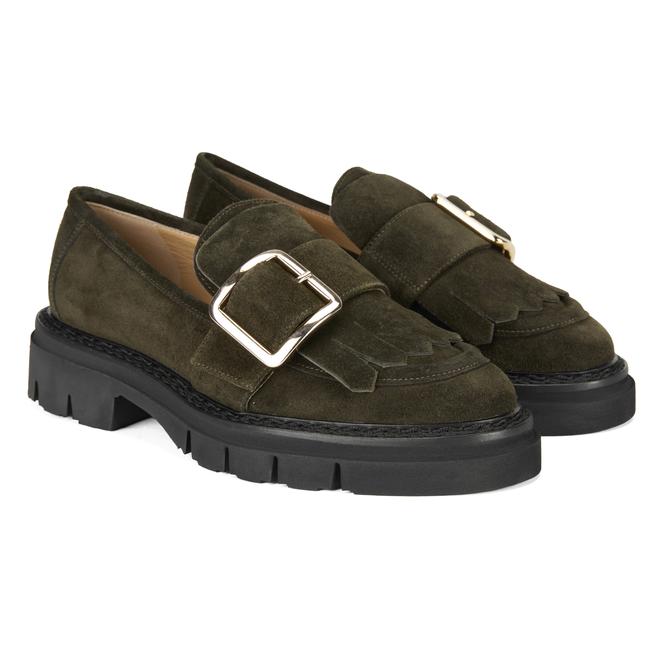  Luca Grossi Yeşil Kadın Püsküllü Süet Loafer Ayakkabı