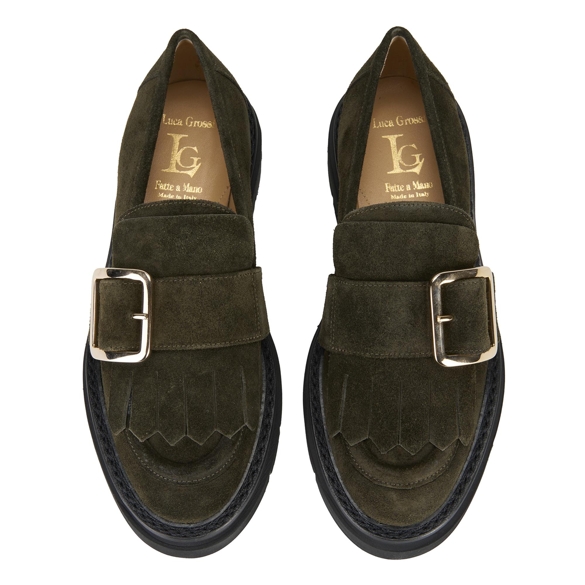 Luca Grossi Yeşil Kadın Püsküllü Süet Loafer Ayakkabı