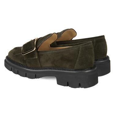  Luca Grossi Yeşil Kadın Püsküllü Süet Loafer Ayakkabı