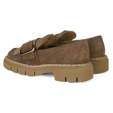  Luca Grossi Taba Kadın Püsküllü Süet Loafer Ayakkabı
