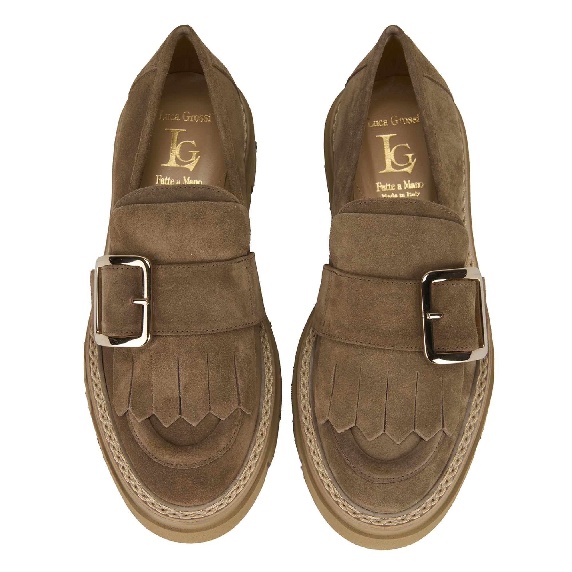 Luca Grossi Taba Kadın Püsküllü Süet Loafer Ayakkabı