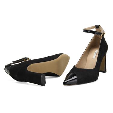  Kadın Siyah Süet Topuklu Abiye Ayakkabı