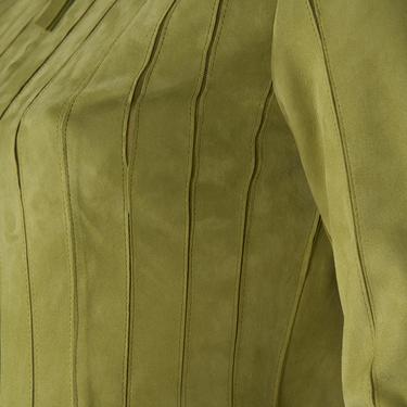  Deundria Yeşil Kadın Panelli Fit Süet Ceket