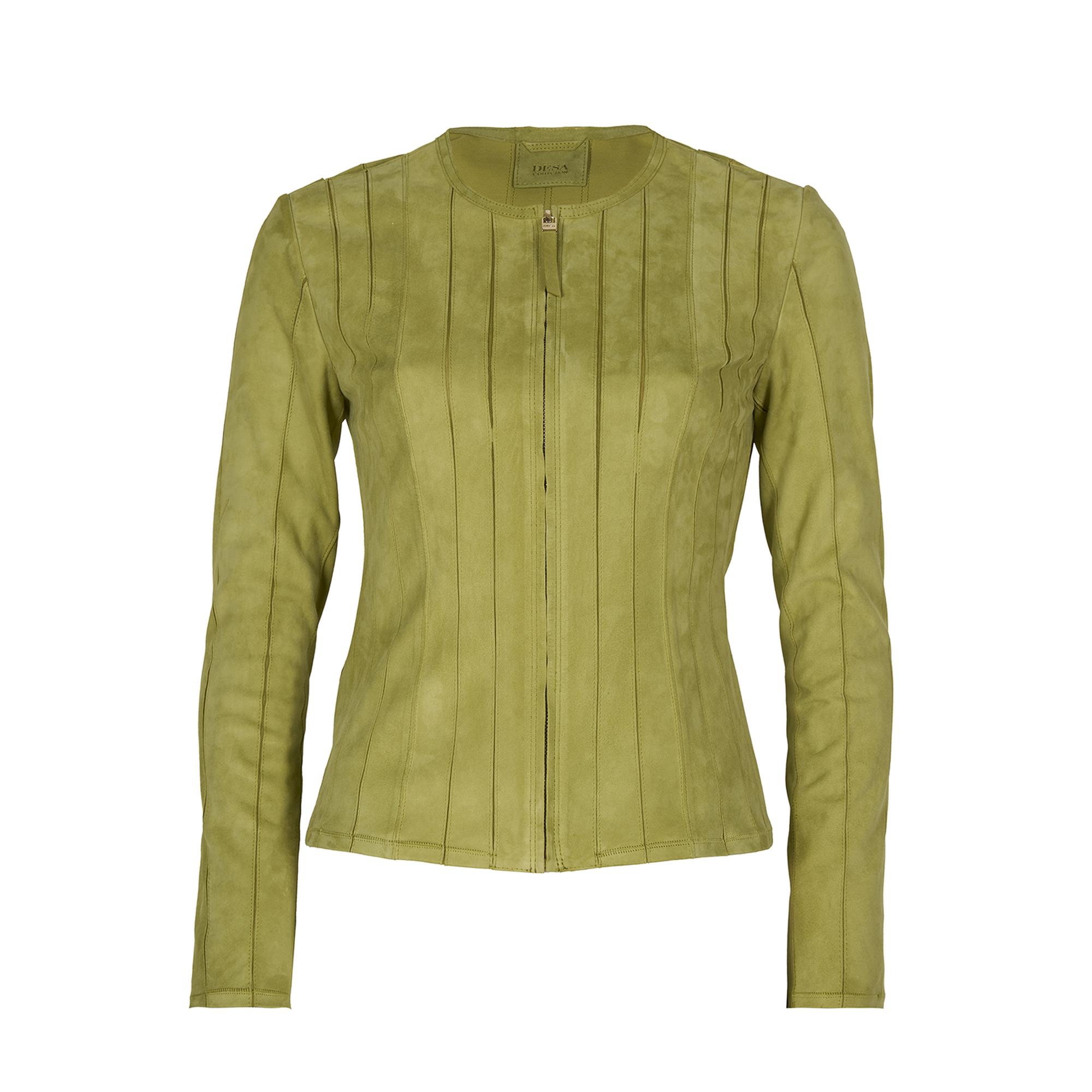 Deundria Yeşil Kadın Panelli Fit Süet Ceket