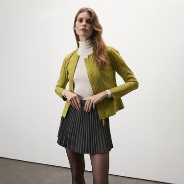  Deundria Yeşil Kadın Panelli Fit Süet Ceket