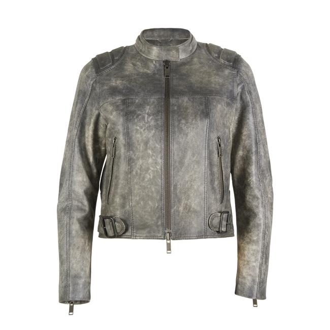  Yulia Gri Kadın Deri Mont