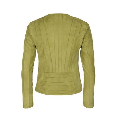  Deundria Yeşil Kadın Panelli Fit Süet Ceket