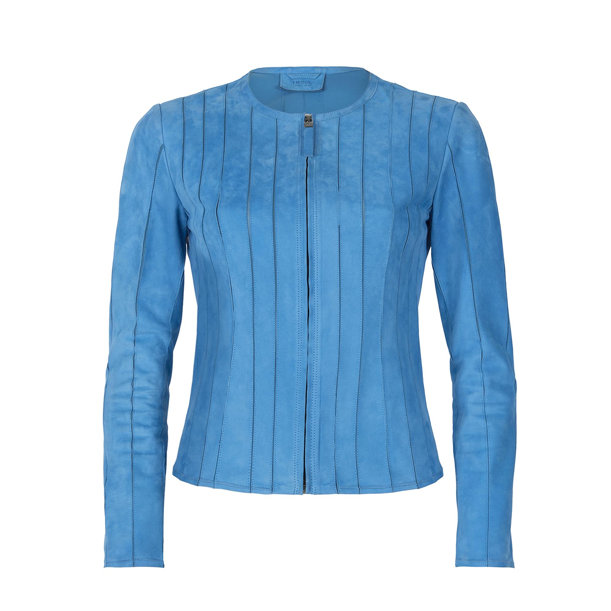 Deundria Mavi Kadın Panelli Fit Süet Ceket