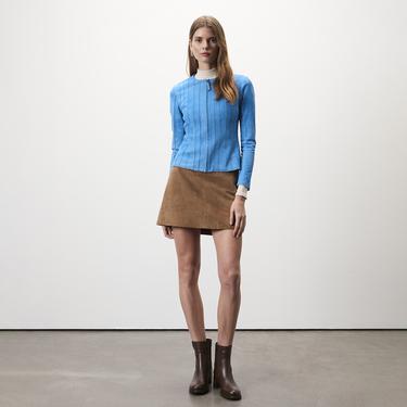  Deundria Mavi Kadın Panelli Fit Süet Ceket