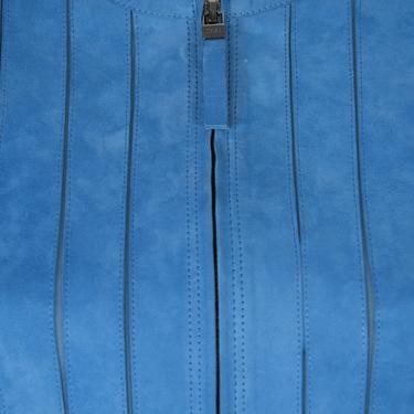  Deundria Mavi Kadın Panelli Fit Süet Ceket