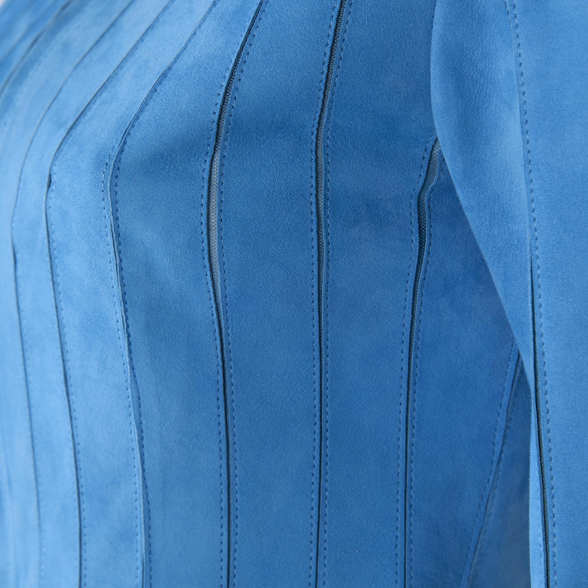 Deundria Mavi Kadın Panelli Fit Süet Ceket