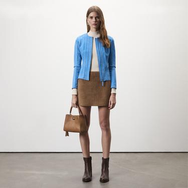  Deundria Mavi Kadın Panelli Fit Süet Ceket