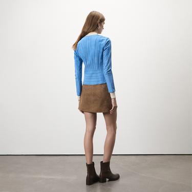  Deundria Mavi Kadın Panelli Fit Süet Ceket