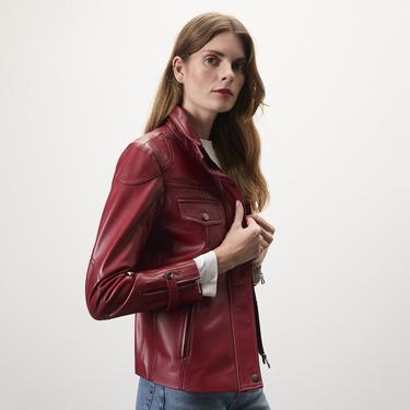  Briellen Kırmızı Kadın Deri Mont