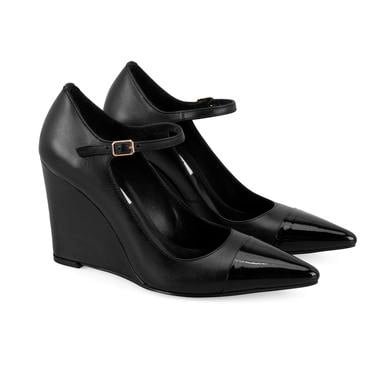  Kadın Siyah Deri Klasik Ayakkabı