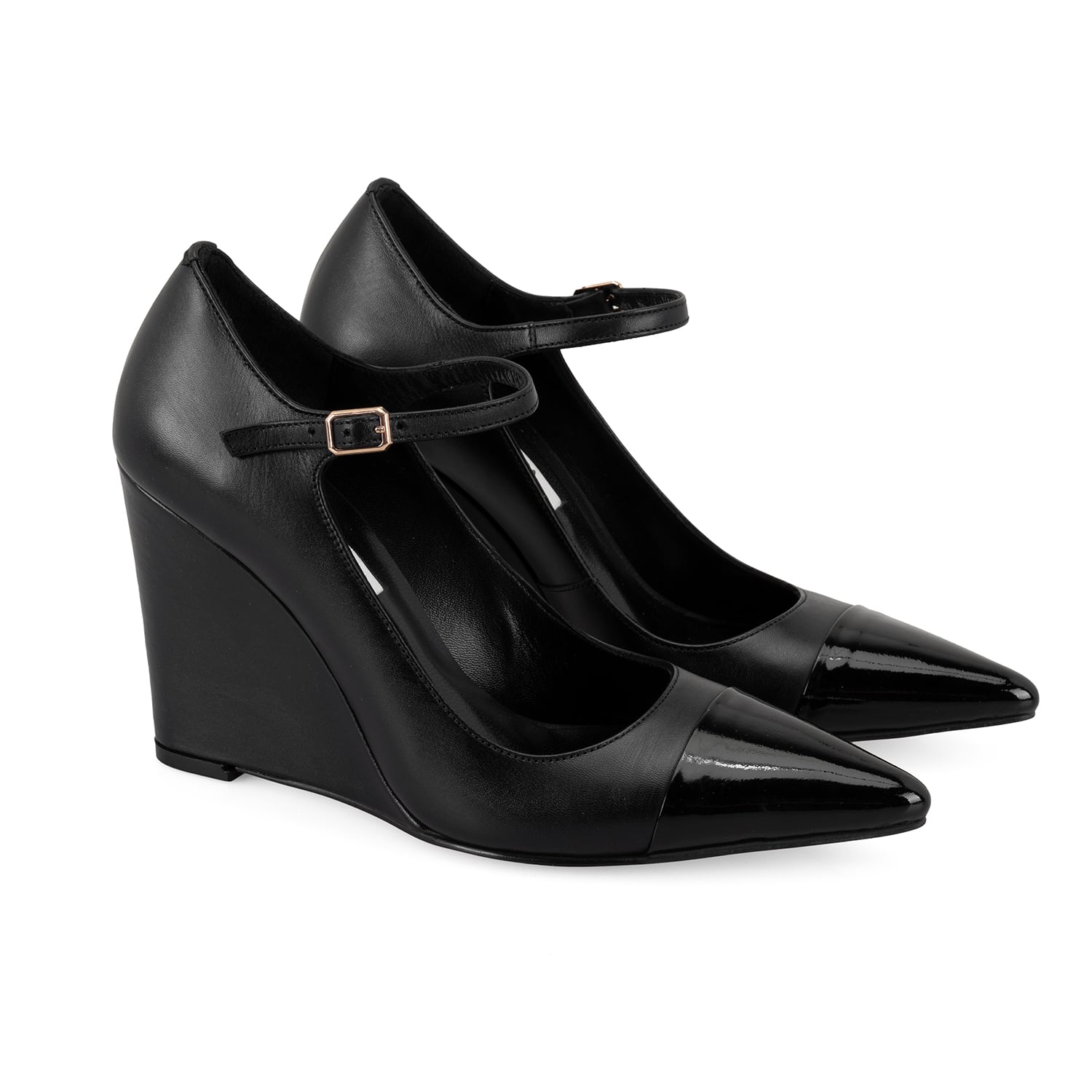  Kadın Siyah Deri Klasik Ayakkabı