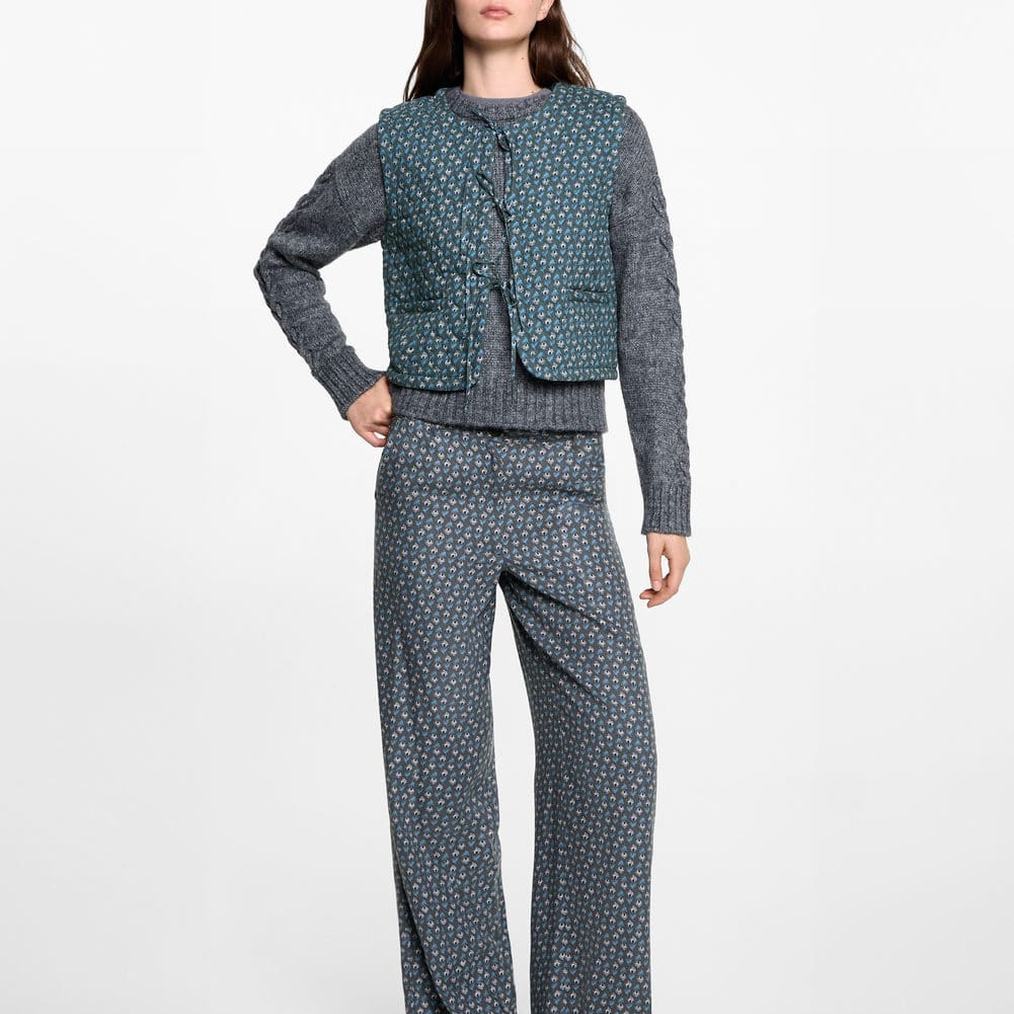 Mango Çocuk Çiçekli Pantolon Kömür Karası